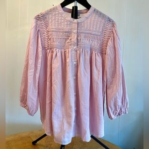 Chenault Blouse. Ultra feminine soft pink peasant top with pintucks. NWT. Size M